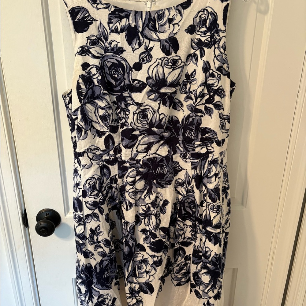 Talbots Navy and White Floral Dress